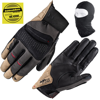 RĘKAWICE MOTOCYKLOWE SHIMA AIR 2.0 MEN BRĄZOWE KRÓTKIE MIEJSKIE + GRATISY