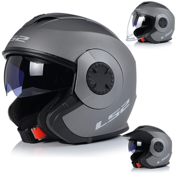 OTWARTY KASK MOTOCYKLOWY LS2 OF570 MAT 3w1 + DASZEK + SZYBA + BLENDA