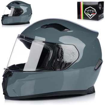 KASK MOTOCYKLOWY | VITO DUOMO NARDO GREY | INTEGRALNY SZARY POŁYSK