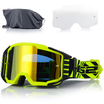 GOGLE MOTOCYKLOWE LS2 CHARGER PRO ŻÓŁTE FLUO + 2xSZYBA LUSTRZANKA ANTIFOG