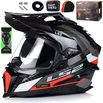 KASK MOTOCYKLOWY LS2 MX701 EXPLORER CARBON WŁÓKNO WĘGLOWE + PINLOCK BLENDA
