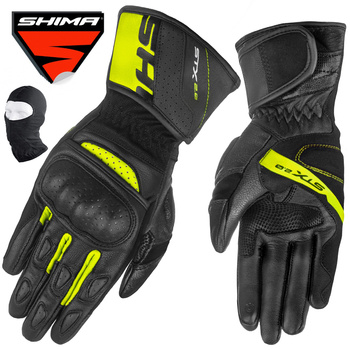 RĘKAWICE MOTOCYKLOWE | SHIMA STX 2.0 FLUO | MĘSKIE SKÓRZANE DŁUGIE + GRATIS