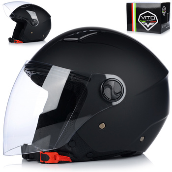 KASK MOTOCYKLOWY OTWARTY | VITO BRAVO | CZARNY MAT SKUTER CHOPPER ECE 22.06 