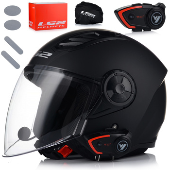 OTWARTY KASK MOTOCYKLOWY LS2 OF616 II CZARNY MAT + INTERKOM  BLUETOOTH 3XL