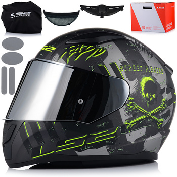 KASK MOTOCYKLOWY LS2 FF353 RAPID II PIRATES ECE 22.06 + LUSTRZANA SZYBA