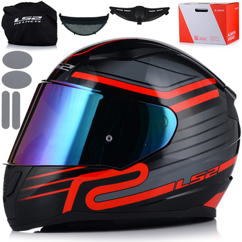 KASK MOTOCYKLOWY LS2 FF353 RAPID II CIRCUIT ECE 22.06 + TĘCZOWA SZYBA