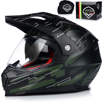 KASK MOTOCYKLOWY | VITO MOLINO ARMY | ENDURO CROSS QUAD ATV + SZYBA +BLENDA