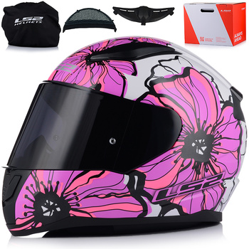 KASK MOTOCYKLOWY LS2 FF353 RAPID II POPPIES DAMSKI RÓŻOWY  + CIEMNA SZYBA