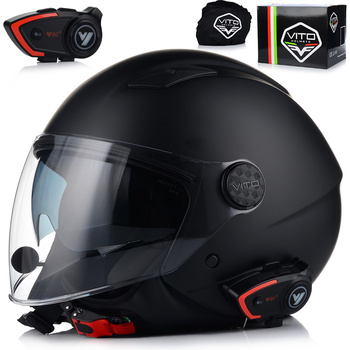 KASK MOTOCYKLOWY OTWARTY VITO SARENTA Z BLENDĄ + INTERKOM VITO BLUETOOTH