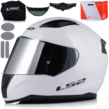 KASK MOTOCYKLOWY LS2 FF353 RAPID II BIAŁY POŁYSK ECE 22.06 + LUSTRZANA SZYBA
