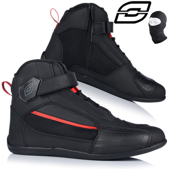 BUTY MOTOCYKLOWE | OZONE CITY BLACK | KRÓTKIE MĘSKIE SKÓRZANE + GRATIS