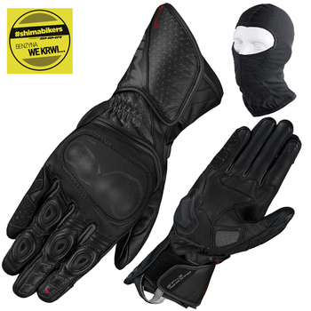 RĘKAWICE MOTOCYKLOWE | SHIMA ST-3 BLACK | DŁUGIE SKÓRZANE SPORTOWE + GRATIS