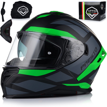 KASK MOTOCYKLOWY | VITO PRESTO GREEN | MATT SYSTEM PINLOCK + BLENDA ECE 06