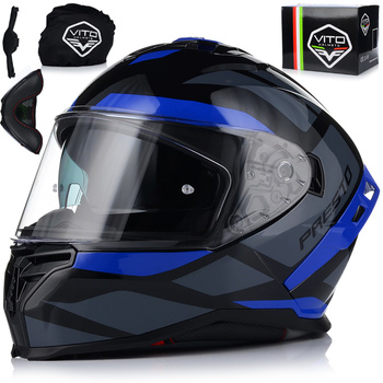 KASK MOTOCYKLOWY | VITO PRESTO BLUE | INTEGRALNY SYSTEM PINLOCK + BLENDA