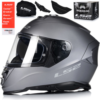 KASK MOTOCYKLOWY LS2 FF800 STORM II TITANUM + PINLOCK + BLENDA ECER 22.06