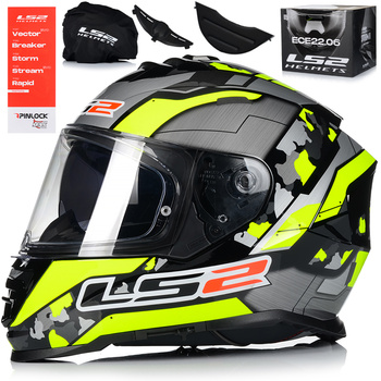 KASK MOTOCYKLOWY LS2 FF800 STORM II CYBORG + PINLOCK + BLENDA ECER 22.06