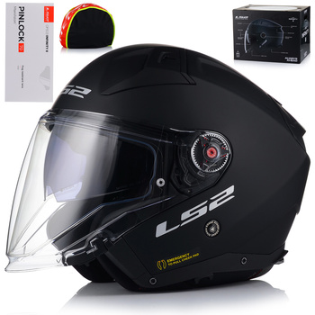 OTWARTY KASK MOTOCYKLOWY LS2 OF603 CZARNY MATT + PINLOCK ANTYPARA + BLENDA