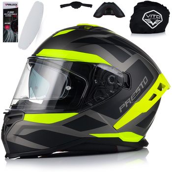 KASK MOTOCYKLOWY | VITO PRESTO FLUO | INTEGRALNY + PINLOCK + BLENDA