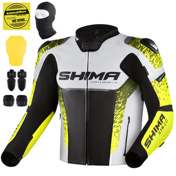 KURTKA MOTOCYKLOWA | SHIMA STR 2.0 FLUO | MĘSKA SKÓRZANA SPORTOWA + GRATIS