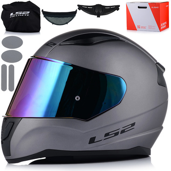 KASK MOTOCYKLOWY LS2 FF353 RAPID II SZARY MAT ECE 22.06 + TĘCZOWA SZYBA