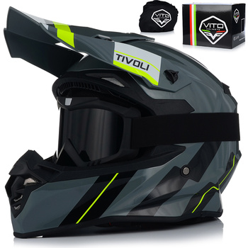 KASK MOTOCYKLOWY | VITO TIVOLI | OFF-ROAD ENDURO CROSS QUAD ATV + GOGLE 2XL