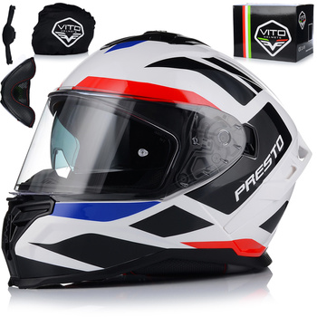 KASK MOTOCYKLOWY | VITO PRESTO | BIAŁY INTEGRALNY SYSTEM PINLOCK + BLENDA