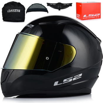 KASK MOTOCYKLOWY LS2 FF353 RAPID II CZARNY POŁYSK ECE 22.06 + ZŁOTA SZYBA