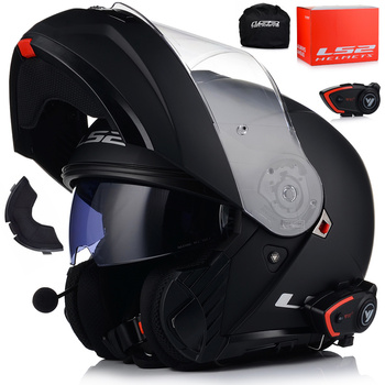 KASK MOTOCYKLOWY LS2 FF908 SZCZĘKOWY CZARNY MATT + INTERKOM VITO BLUETOOTH