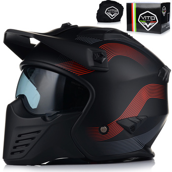 KASK MOTOCYKLOWY | VITO BRUZANO TRIAL | OTWARTY + SZCZĘKA + DASZEK + BLENDA