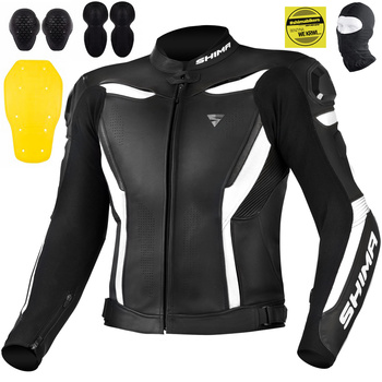 KURTKA MOTOCYKLOWA | SHIMA CHASE WHITE | MĘSKA SKÓRZANA SPORTOWA + GRATIS
