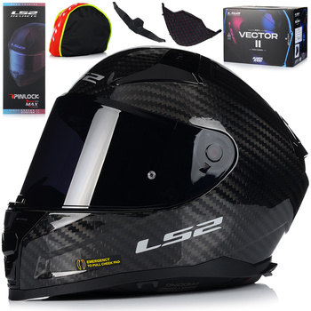 KASK MOTOCYKLOWY LS2 FF811 VECTOR II CARBON + PINLOCK + BLENDA + 2x SZYBA