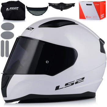 KASK MOTOCYKLOWY LS2 FF353 RAPID II BIAŁY POŁYSK ECE 22.06 + CIEMNA SZYBA