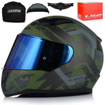 KASK MOTOCYKLOWY LS2 FF353 RAPID II THUNDER BIRDS 22.06 + NIEBIESKA SZYBA