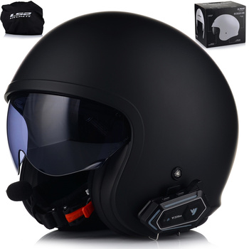 KASK MOTOCYKLOWY LS2 OF599 SPITFIRE MATT BLACK + INTERKOM 1ST BLUETOOTH