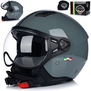 KASK MOTOCYKLOWY OTWARTY | VITO MODA NARDO GREY | SKUTER CHOPPER ECE 22.06