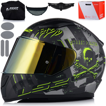 KASK MOTOCYKLOWY LS2 FF353 RAPID II PIRATES ECE 22.06 + ZŁOTA SZYBA