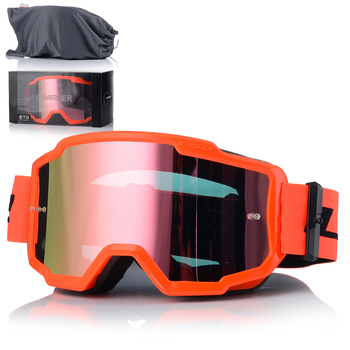 GOGLE MOTOCYKLOWE LS2 CHARGER  POMARAŃCZOWE + 2xSZYBA LUSTRZANKA ANTYPARA