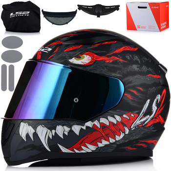 KASK MOTOCYKLOWY LS2 FF353 RAPID II KAIJU 06 + LUSTRZANKA TĘCZOWA SZYBA