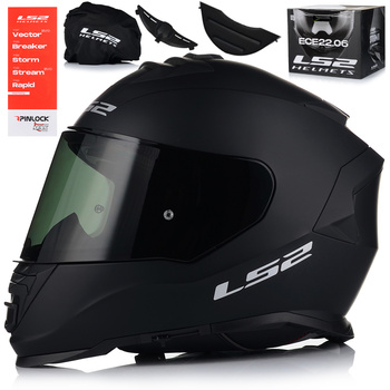 KASK MOTOCYKLOWY LS2 FF800 STORM II CZARNY MATT + PRZYCIEMNIANA SZYBA