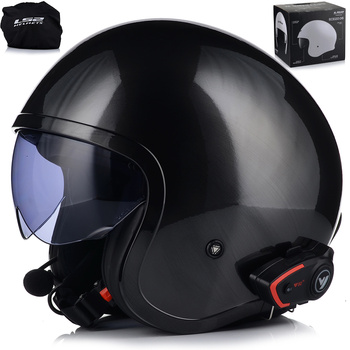KASK MOTOCYKLOWY LS2 OF599 SPITFIRE JEANS TITAN + INTERKOM VITO BLUETOOTH