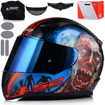 KASK MOTOCYKLOWY LS2 FF353 RAPID II ZOMBIE 06 + NIEBIESKA LUSTRZANA SZYBA