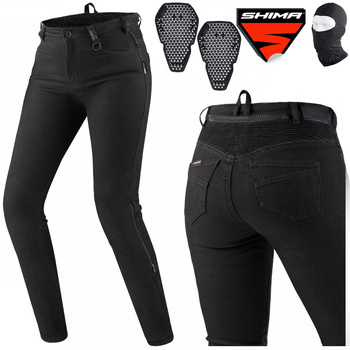 SPODNIE MOTOCYKLOWE | SHIMA FLEXX BLK | CZARNE DAMSKIE JEANSY + GRATISY