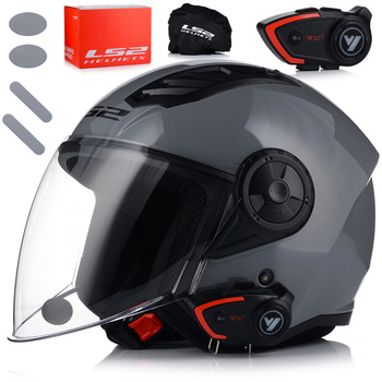 OTWARTY KASK MOTOCYKLOWY LS2 OF616 II NARDO POŁYSK + INTERKOM  BLUETOOTH
