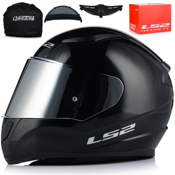KASK MOTOCYKLOWY LS2 FF353 RAPID II CZARNY POŁYSK ECE 22.06 + LUSTRZANA SZYBA