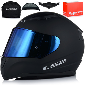 KASK MOTOCYKLOWY LS2 FF353 RAPID II CZARNY MATT ZESTAW + NIEBIESKA SZYBA 3XL