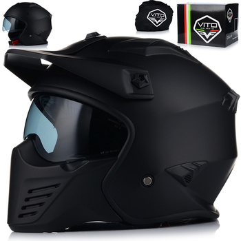 KASK MOTOCYKLOWY | VITO BRUZANO MATT | OTWARTY + SZCZĘKA + DASZEK + BLENDA
